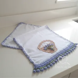 Pano de Copa Barrado em Crochê – Tulipa Lilás | Artesanal Delicado e Elegante