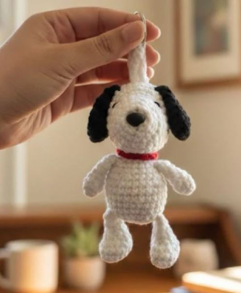 Chaveiro Snoopy Amigurumi – Feito à Mão em Crochê 🐶
