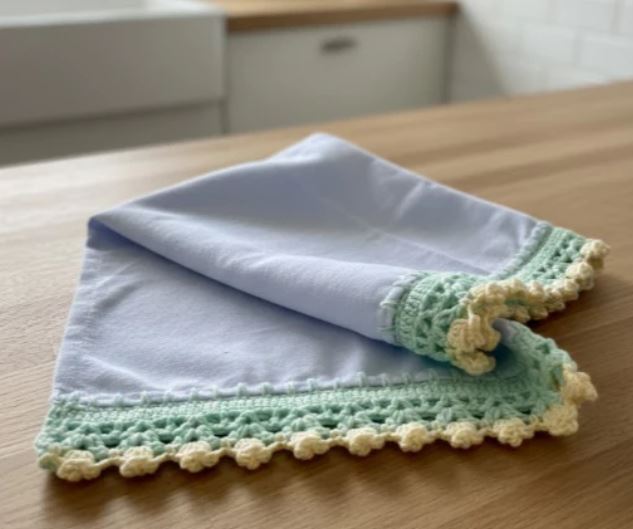 Pano de Prato Tulipas em Crochê – Feito à Mão 🌷